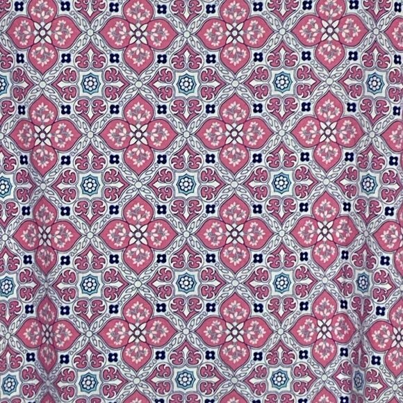 Talbots Women's Scalloped Neck Knit Top Sz 2X Geometric Print Pink Blue White - Picture 6 of 7